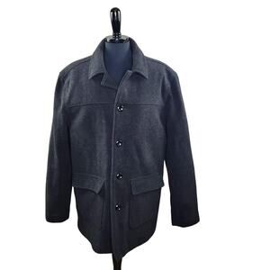 Alfani Wool Cashmere Button Front Pea Coat Jacket Classic Winter L